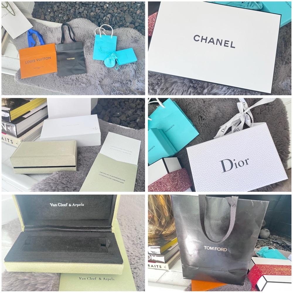 Empty Designer Bags Boxes- VCA LOUIS VUITTON CHANEL DIOR TIFFANY TOM FORD